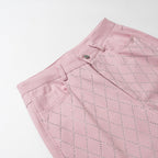 Women's Elegant High-Waisted Pants with Diamond Pattern