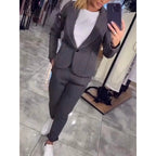 Women's Elegant Business-Casual Striped Suit Set