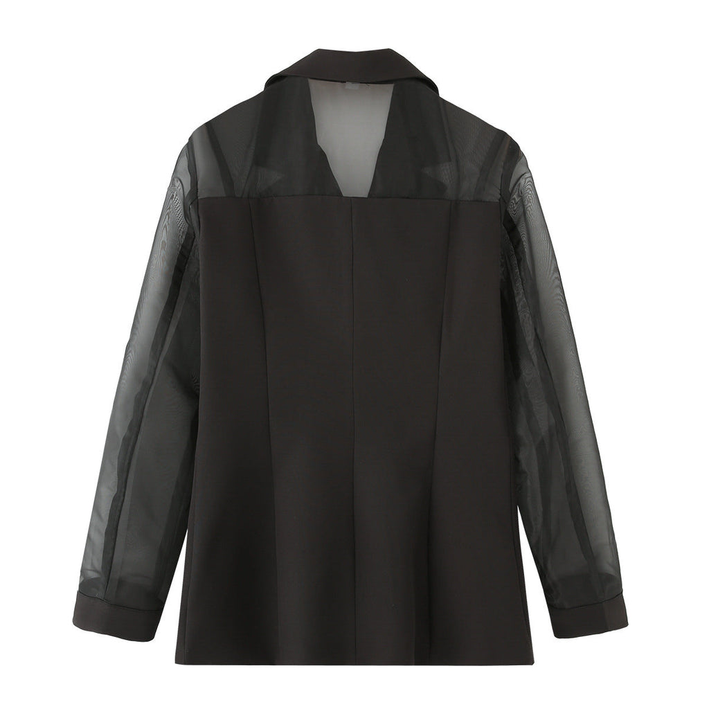 Women's Elegant Blazer with Sheer Sleeves