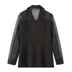 Women's Elegant Blazer with Sheer Sleeves