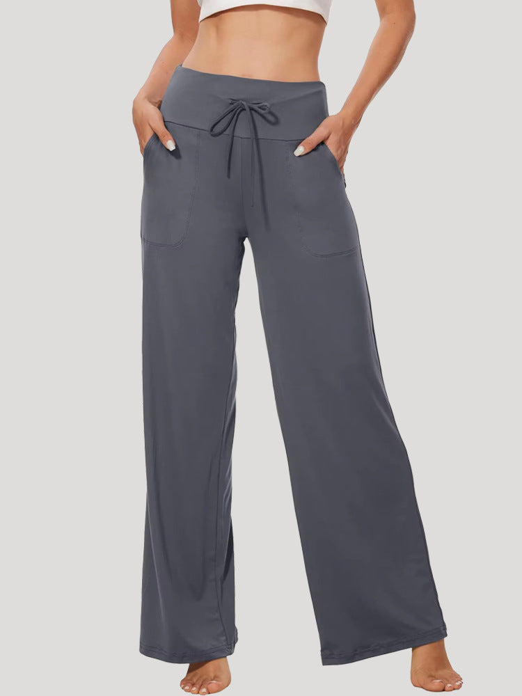Women's Comfortable Wide-Leg Casual Pants with Drawstring