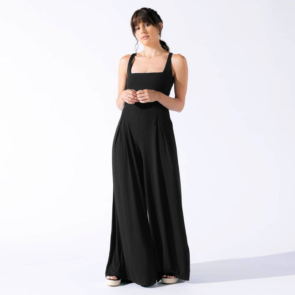 Women's Wide-Leg Jumpsuit with Deep Back