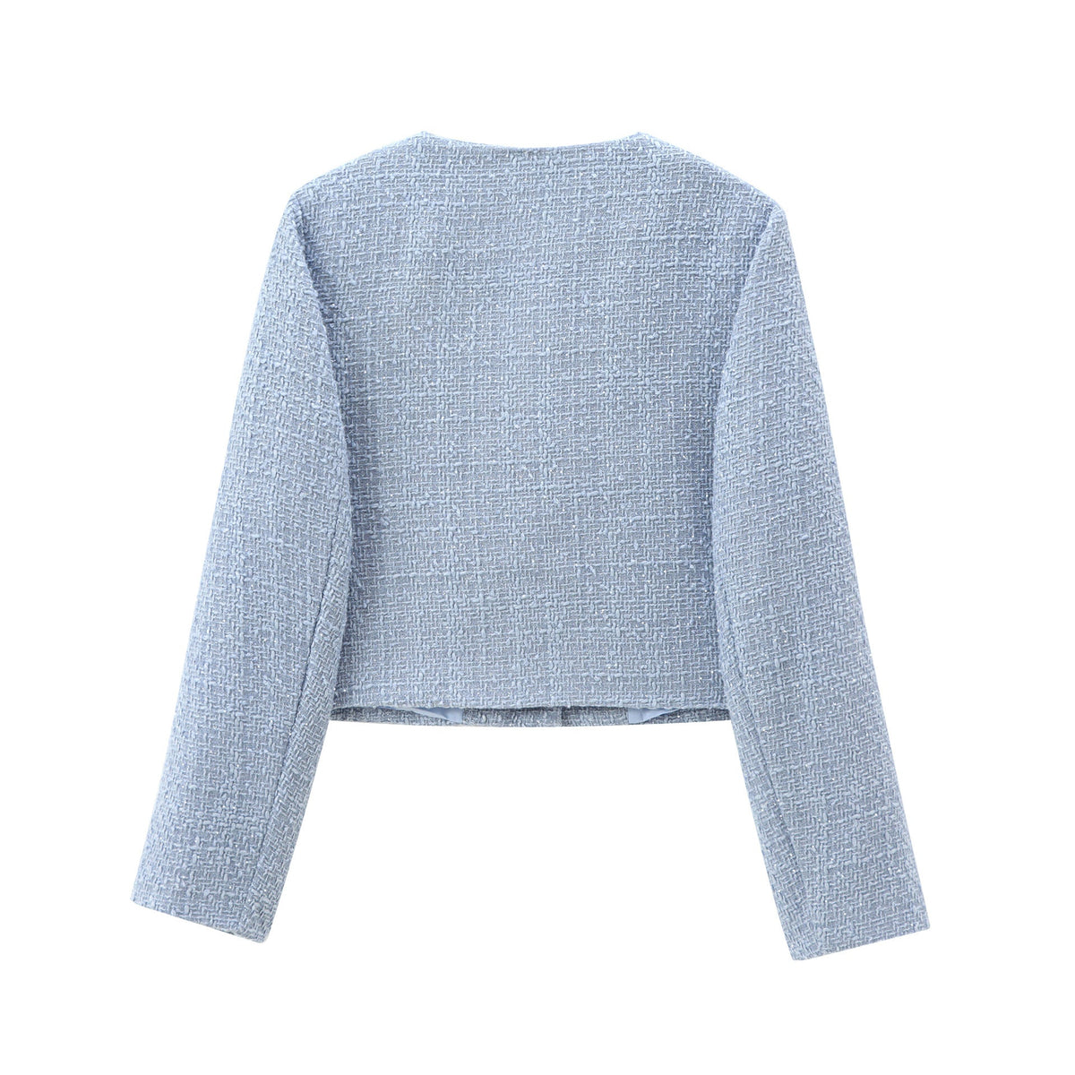 Women's Elegant Tweed-Style Short Jacket with Pockets