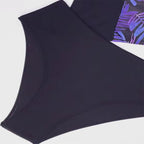 Women's Swim Top with Floral Zipper and Matching Bottoms