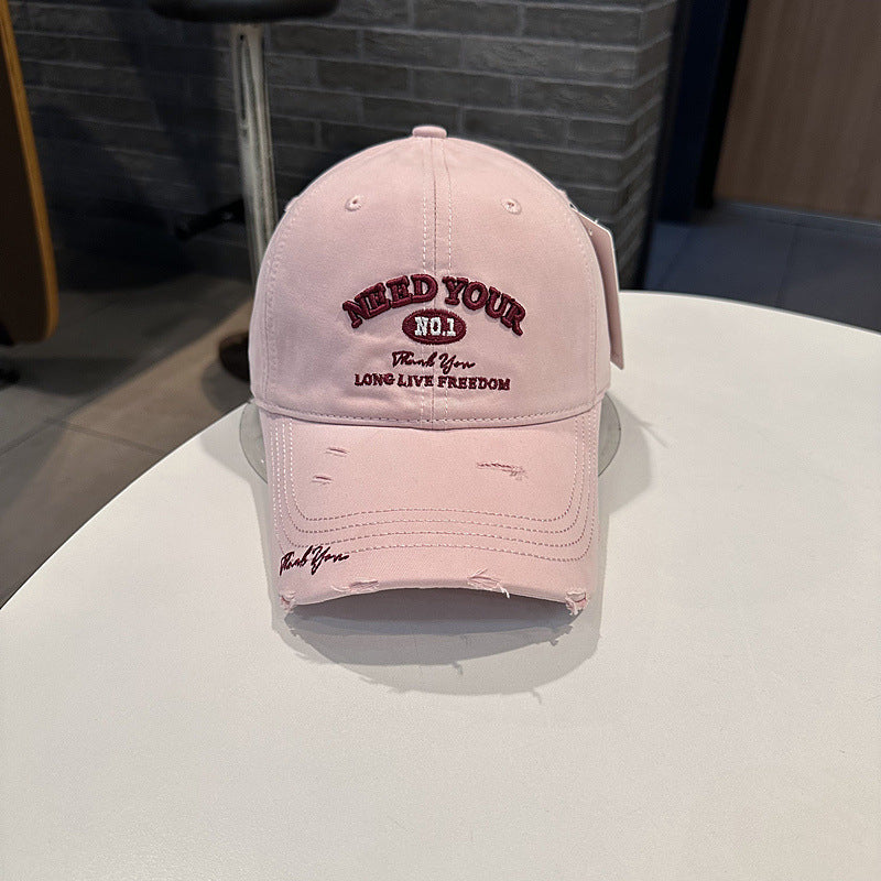 Men's Distressed Cotton Embroidered Baseball Cap