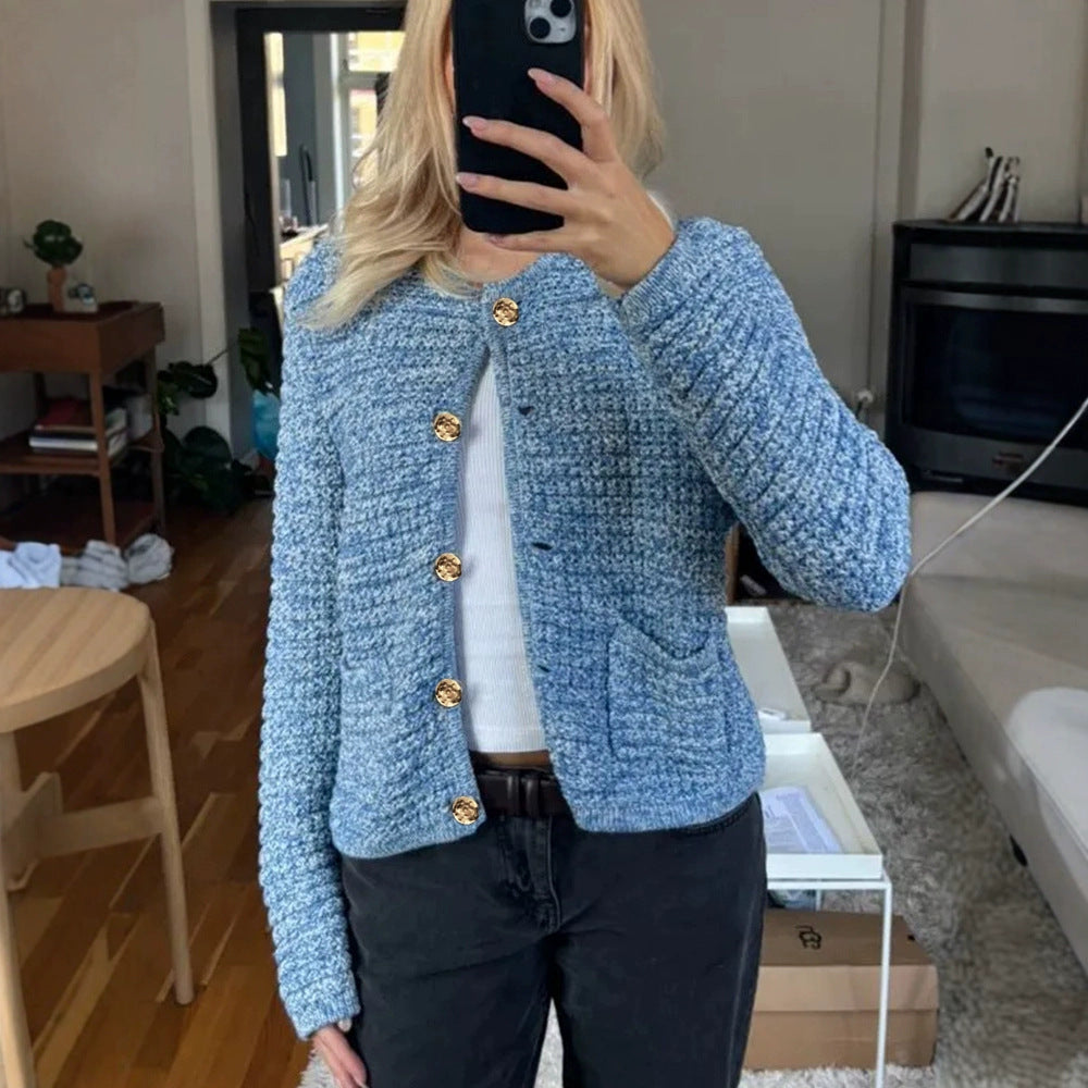 Women's Elegant Cardigan with Gold Buttons