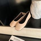 Women's Modern Square-Toe Ballet Flats with Fine Texture