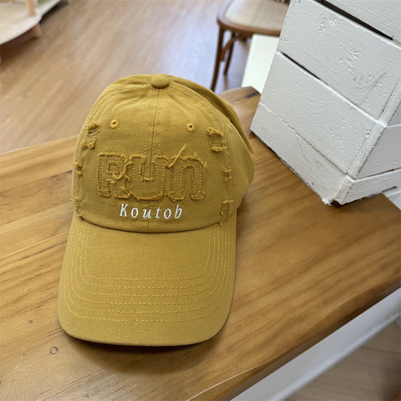 Men's Distressed Embroidered Baseball Cap