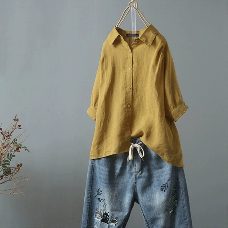 Women's Shirt with Elegant Collar and Casual Cut