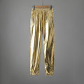 Women's Shiny Fitness Pants with Elastic Waistband and Side Pockets