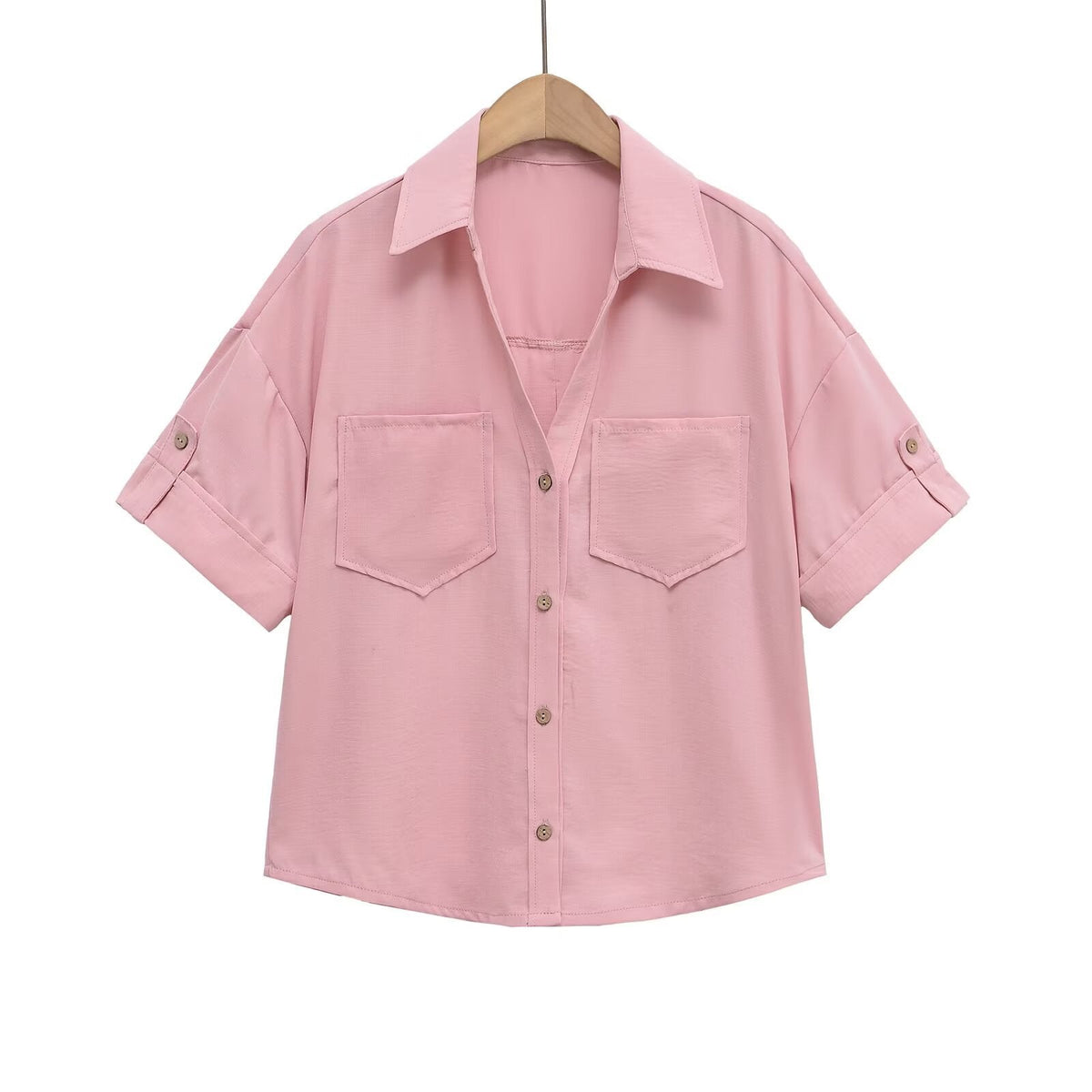 Women's Short Sleeve Shirt with Patch Pockets and Modern Cut