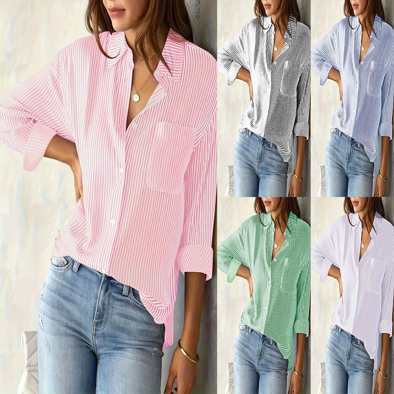 Women's Shirt with Modern Striped Pattern and Comfortable Fit