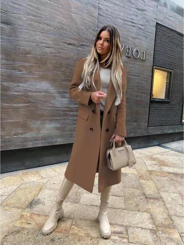 Women's Elegant and Timeless Double-Breasted Wool Coat