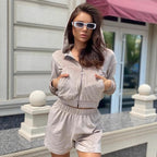 Women's Cropped Hoodie Set with Elastic Waistband