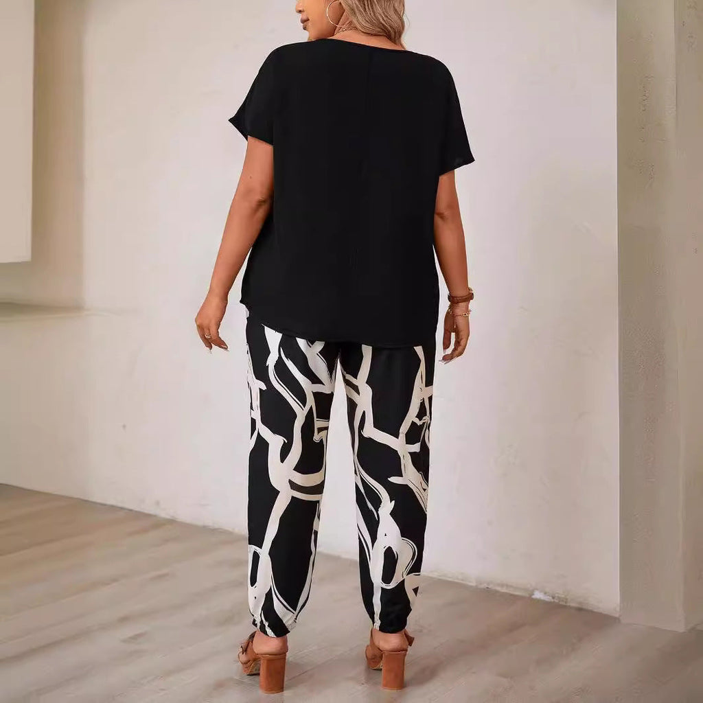 Women's Casual Floral Print Top and Jogger Set