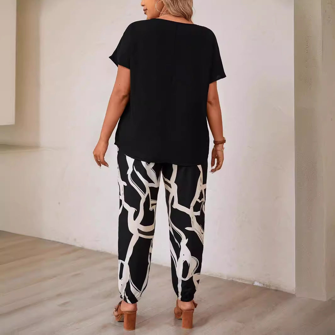 Women's Casual Floral Print Top and Jogger Set
