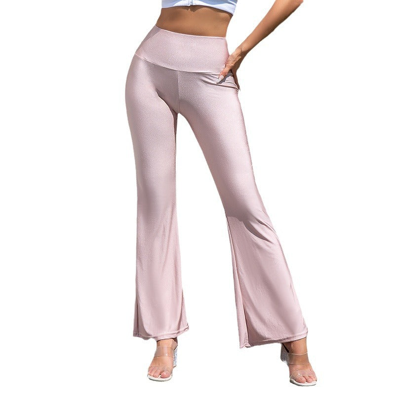 Women's Shimmer Flared Pants with High Waist