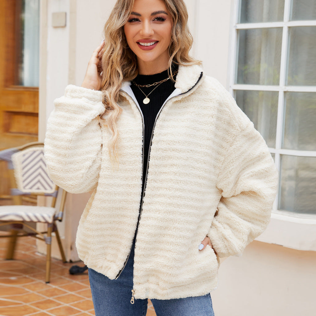 Women's Cotton Fleece Jacket with Zipper