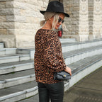 Women's Blouse in Trendy Animal Print with Casual Ruffle Sleeves