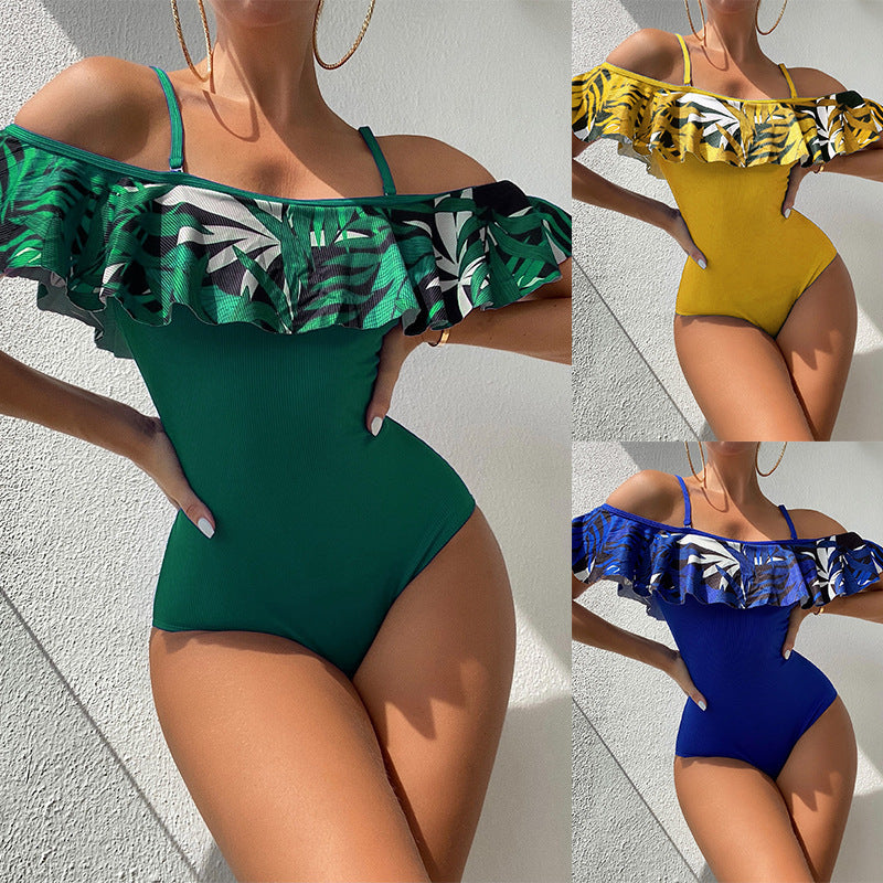 Women's Swimsuit with Floral Ruffle