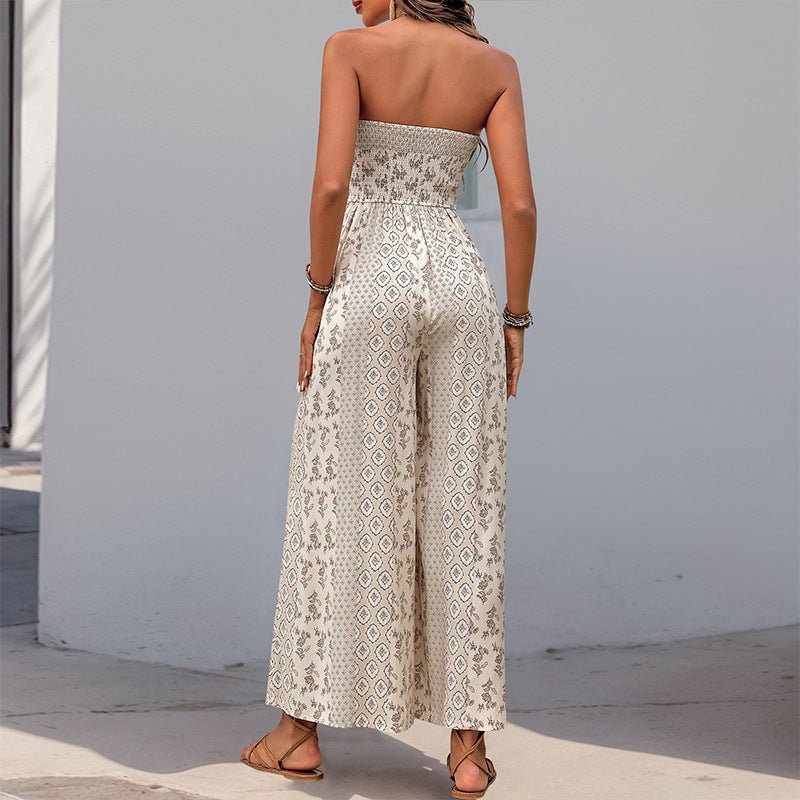 Women's Bandeau Jumpsuit with Wide Legs