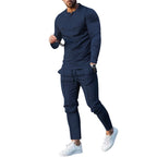 Men's nano athletic Henley long sleeve shirt and tapered jogging pants with decorative seams