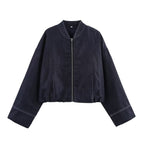 Women's Cropped Denim Jacket in Casual Blouson Style
