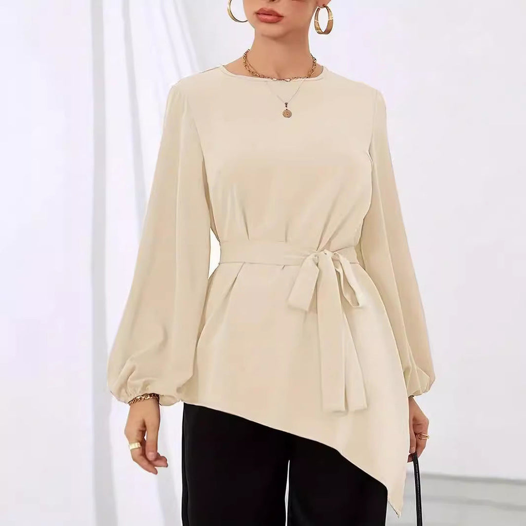 Women's Elegant Long-Sleeve Wrap Blouse