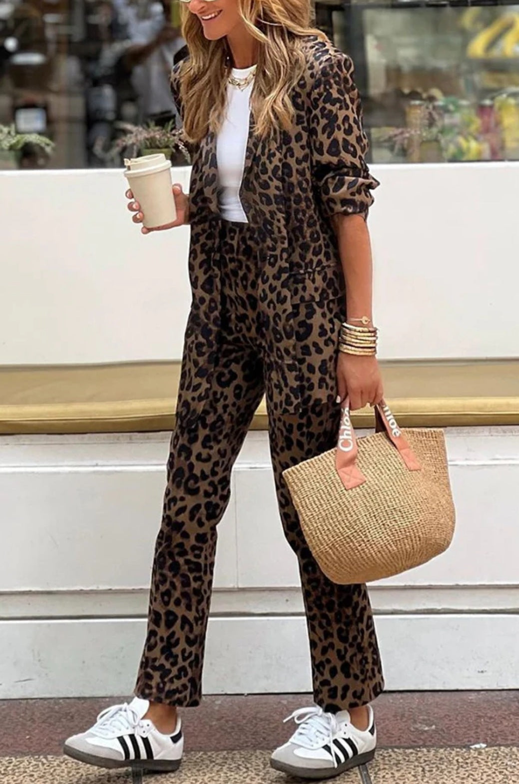 Women's Elegant Leopard Print Suit Set