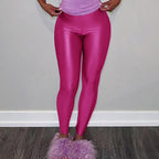 Women's High-Gloss High-Waisted Fitness Leggings