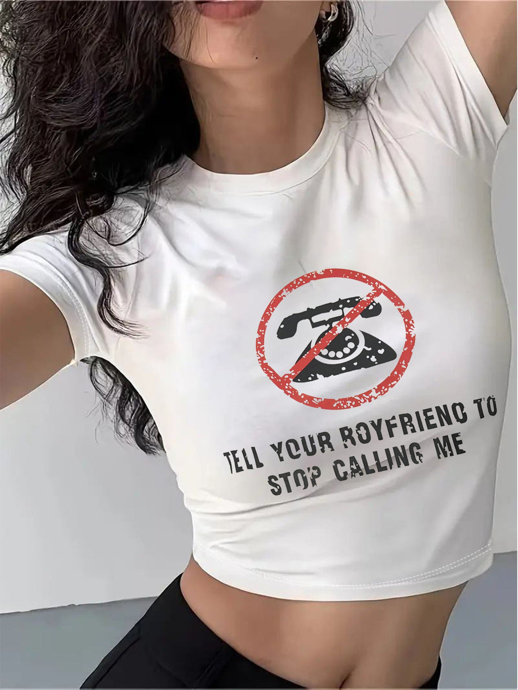 Women's Graphic Slogan Crop T-Shirt