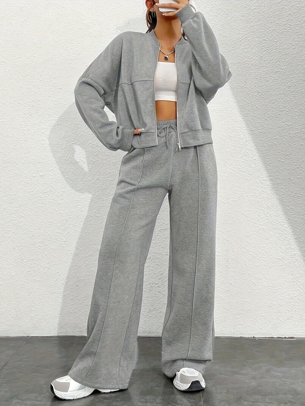 Women's Casual Sweat Set with Pockets