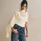 Women's Bodysuit with Elegant Chiffon Overlay