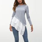 Women's Asymmetrical Sweatshirt with Ruffled Hem