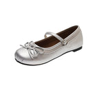 Women's Glitter Ballet Flats with Buckle Detail