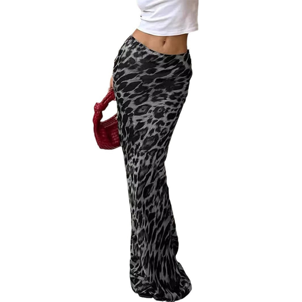 Women's Animal Print Maxi Skirt with High Waist