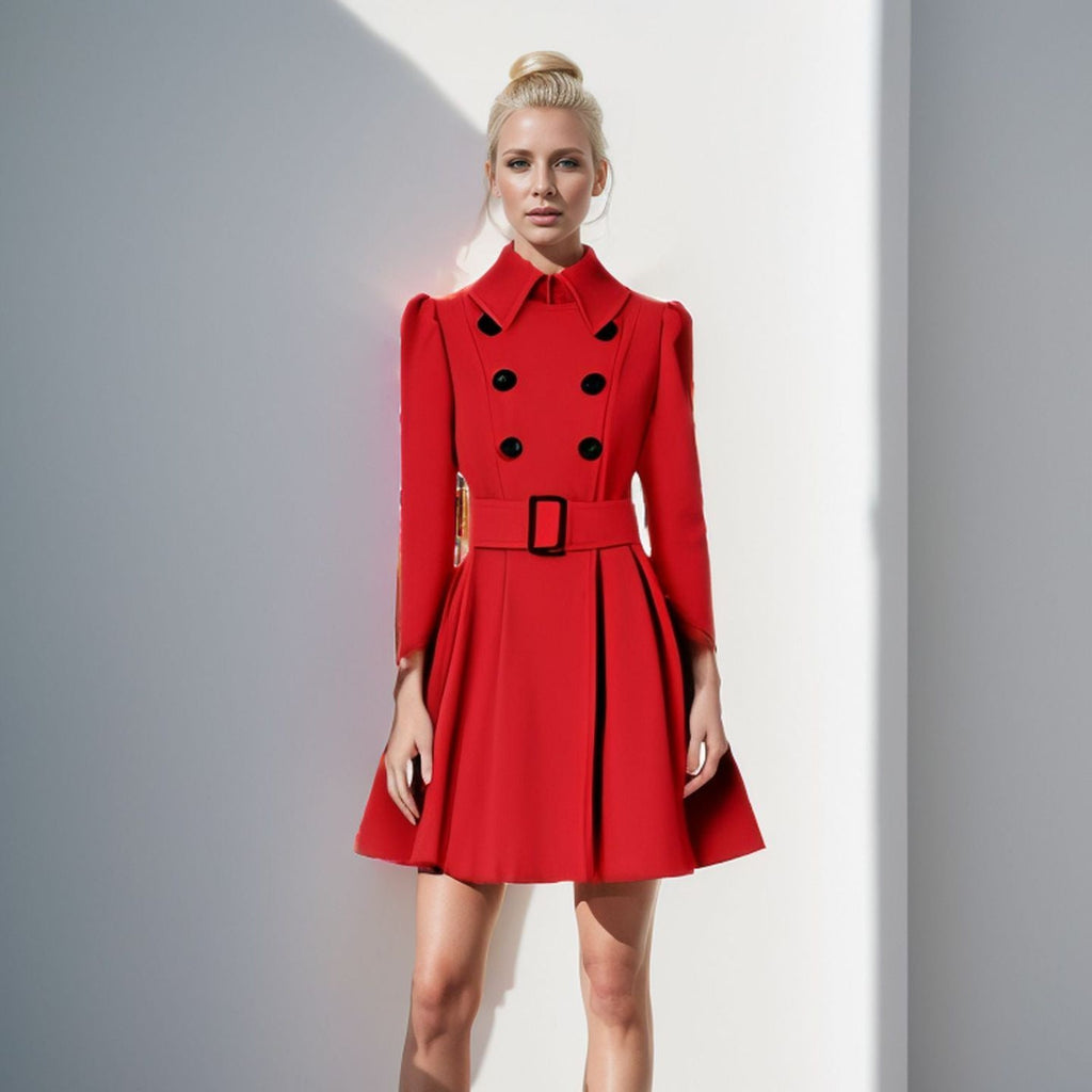 Women's Modern Trench Coat with Tailored Fit and Double Buttons