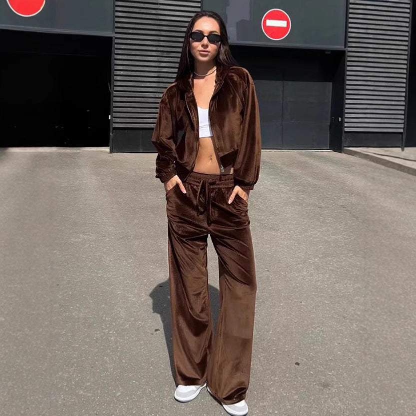 Women's Comfortable Sport Suit with Loose Fit and Hooded Jacket
