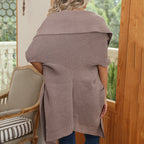 Women's Chunky Knit Cardigan with Open Sleeves and Practical Pockets