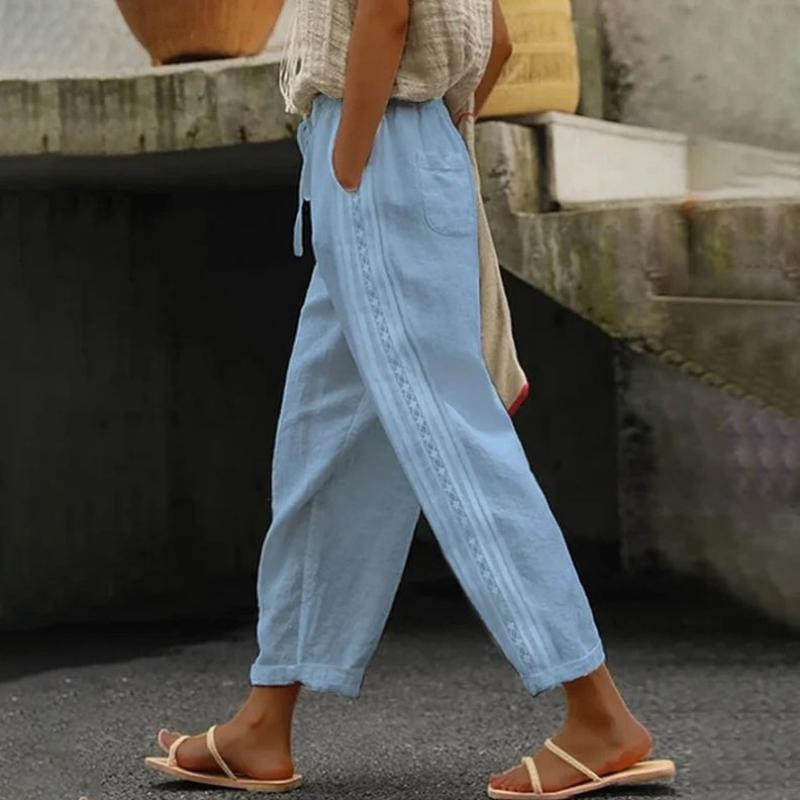 Cotton Casual Straight-Leg Pants