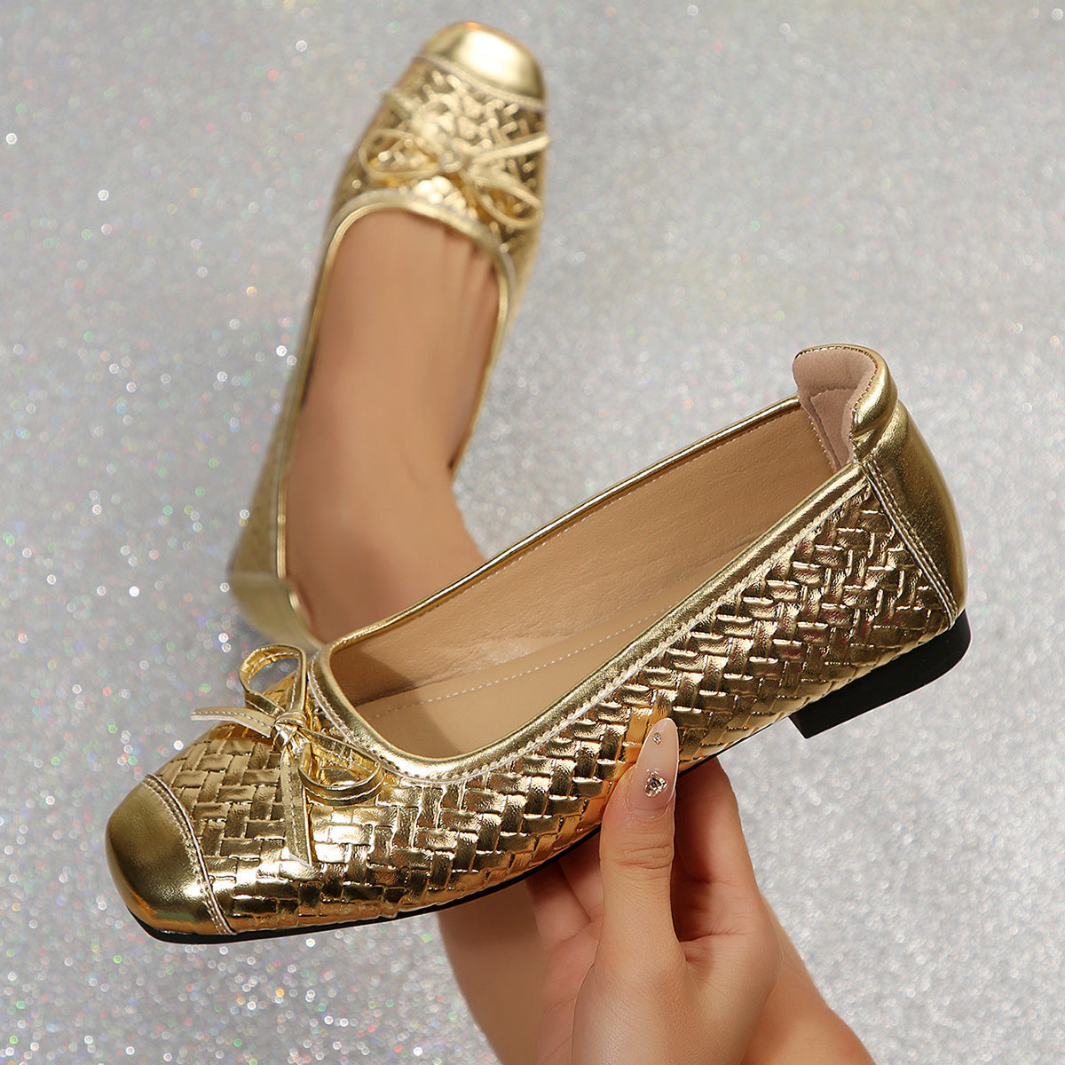 Women's Braided Ballet Flats with Comfortable Footbed
