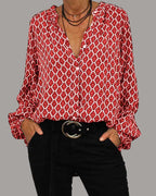 Women's Printed Long-Sleeve Blouse