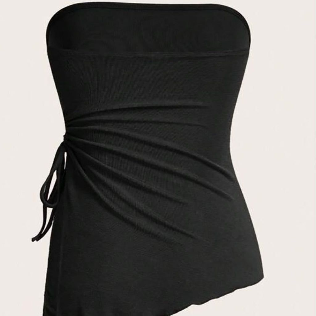 Women's Bandeau Top with Wrap Design and Adjustable Straps