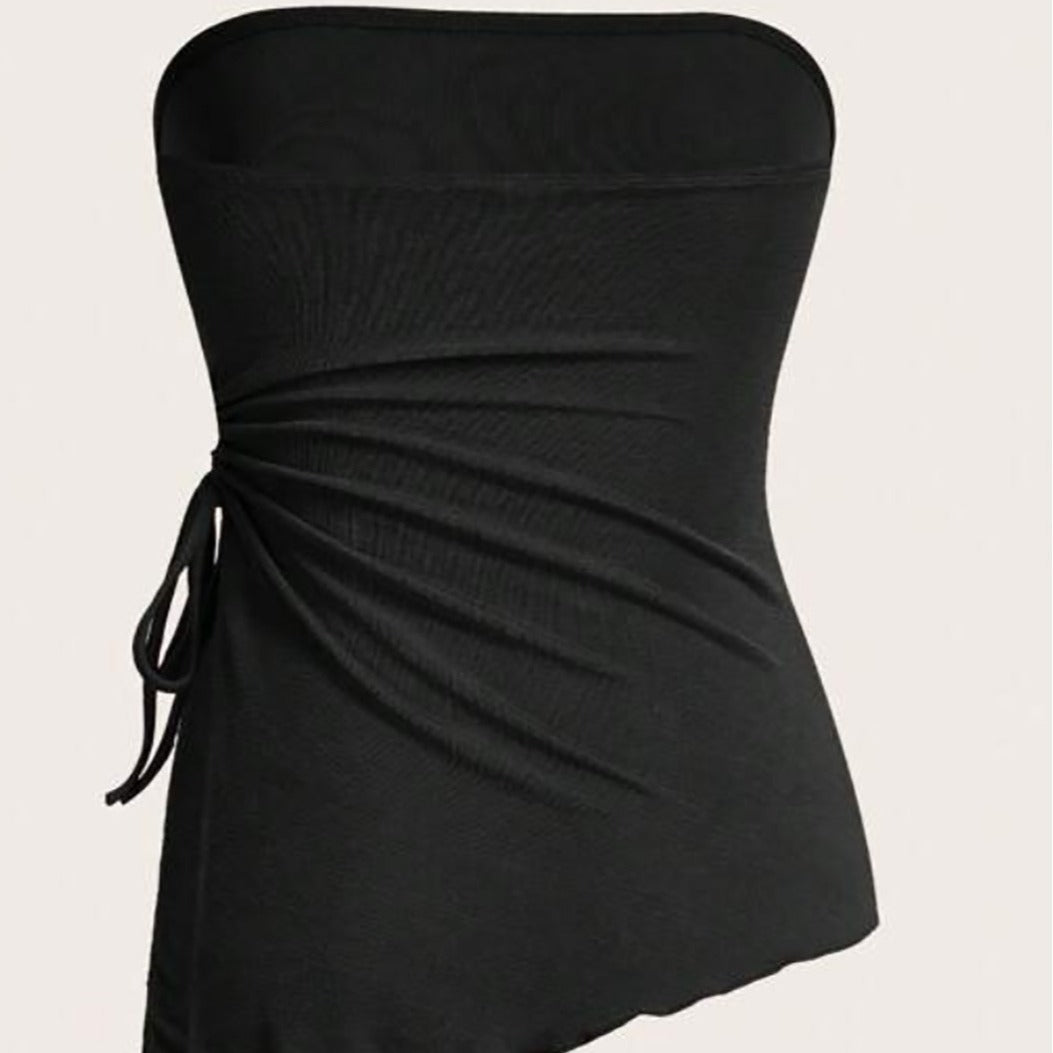 Women's Bandeau Top with Wrap Design and Adjustable Straps