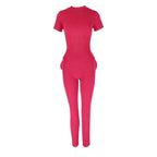Women's Form-Fitting Jumpsuit with High Collar and Side Pockets