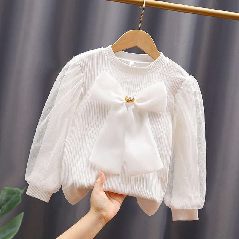 Women's Blouse with Puff Sleeves and Bow