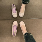 Women's Ballet Flats with Decorative Bow Detail and Fleece Outsole