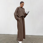 Women's Comfortable Cropped Sweatshirt and Wide Pants Set