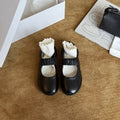 Women's Leather Ballet Flats with Elastic Strap