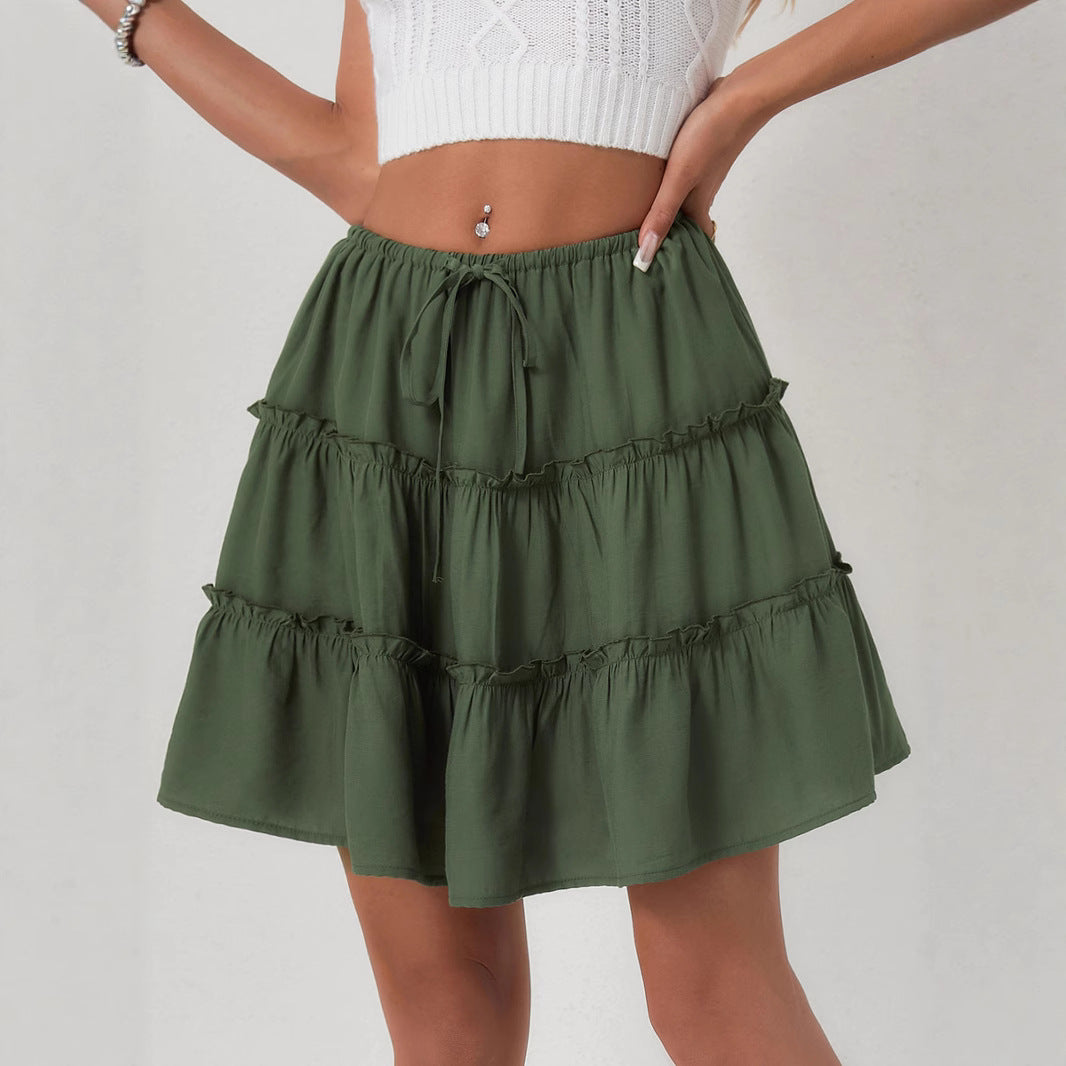 Women's Midi Skirt with Voluminous Ruffles